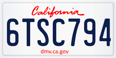 CA license plate 6TSC794