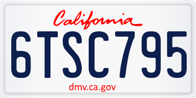 CA license plate 6TSC795