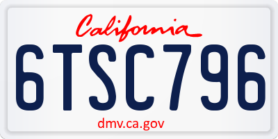 CA license plate 6TSC796