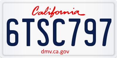 CA license plate 6TSC797