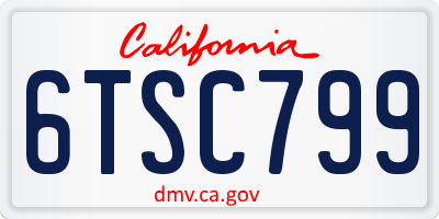 CA license plate 6TSC799