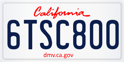 CA license plate 6TSC800