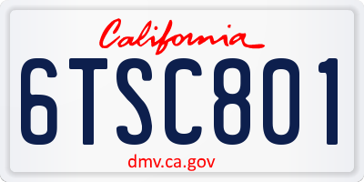 CA license plate 6TSC801