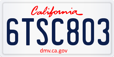 CA license plate 6TSC803