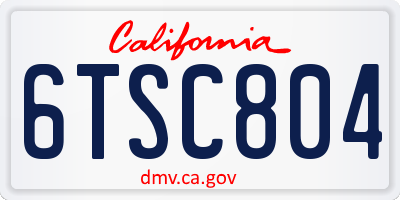 CA license plate 6TSC804