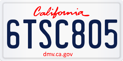 CA license plate 6TSC805