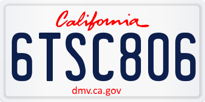 CA license plate 6TSC806