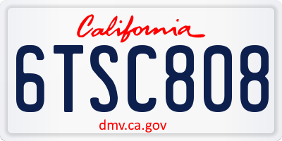 CA license plate 6TSC808