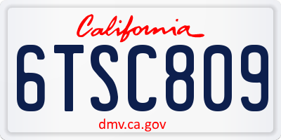 CA license plate 6TSC809