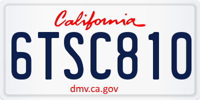 CA license plate 6TSC810