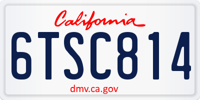 CA license plate 6TSC814