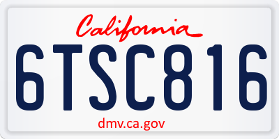 CA license plate 6TSC816