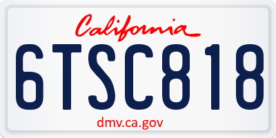 CA license plate 6TSC818