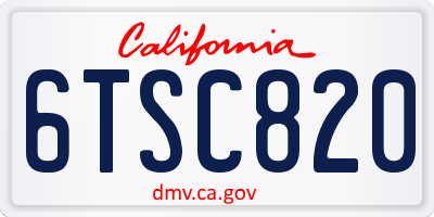 CA license plate 6TSC820