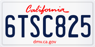 CA license plate 6TSC825