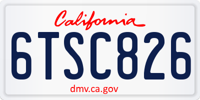 CA license plate 6TSC826