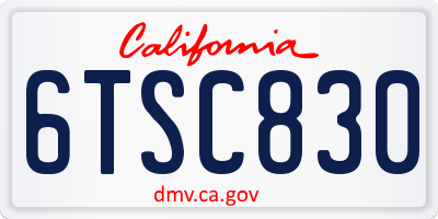CA license plate 6TSC830