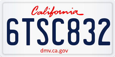 CA license plate 6TSC832