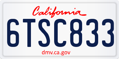 CA license plate 6TSC833