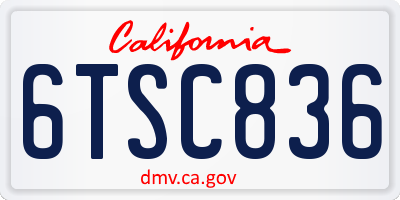 CA license plate 6TSC836