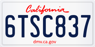 CA license plate 6TSC837