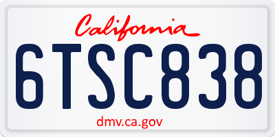 CA license plate 6TSC838