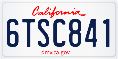 CA license plate 6TSC841