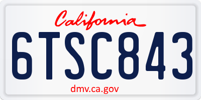 CA license plate 6TSC843