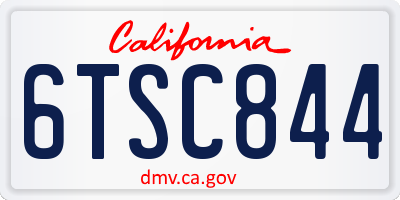 CA license plate 6TSC844