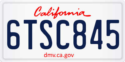 CA license plate 6TSC845
