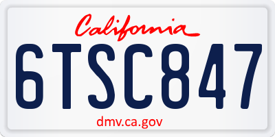 CA license plate 6TSC847