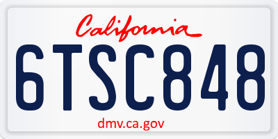 CA license plate 6TSC848