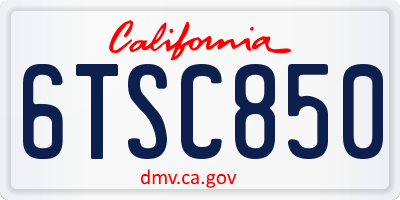 CA license plate 6TSC850