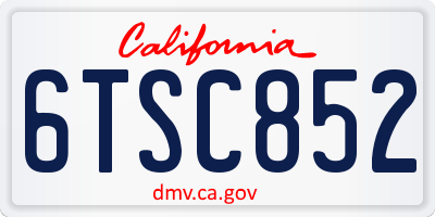 CA license plate 6TSC852