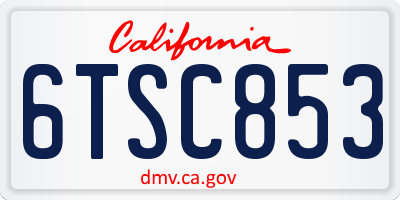 CA license plate 6TSC853