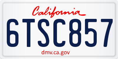 CA license plate 6TSC857