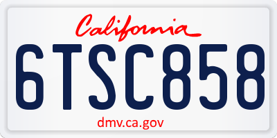 CA license plate 6TSC858
