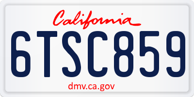 CA license plate 6TSC859