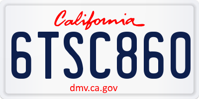 CA license plate 6TSC860