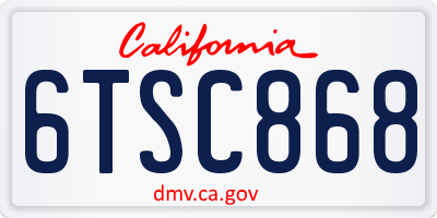 CA license plate 6TSC868