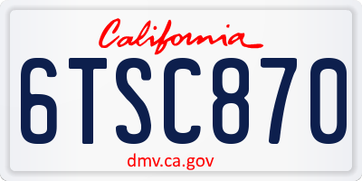CA license plate 6TSC870