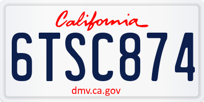 CA license plate 6TSC874