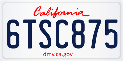 CA license plate 6TSC875