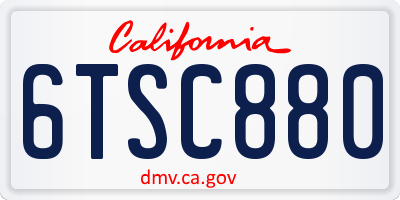 CA license plate 6TSC880