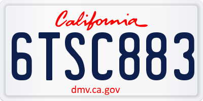 CA license plate 6TSC883