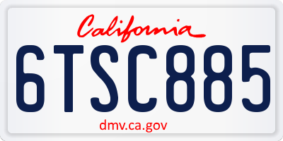 CA license plate 6TSC885