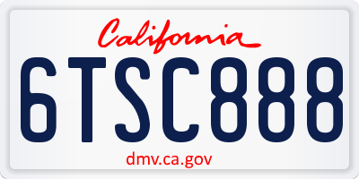 CA license plate 6TSC888