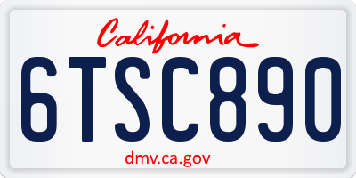 CA license plate 6TSC890