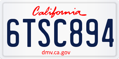 CA license plate 6TSC894