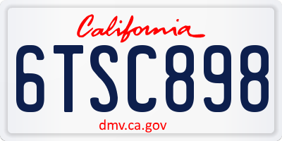 CA license plate 6TSC898